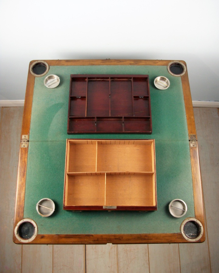 Mahogany Campaign Folding Card Games Table